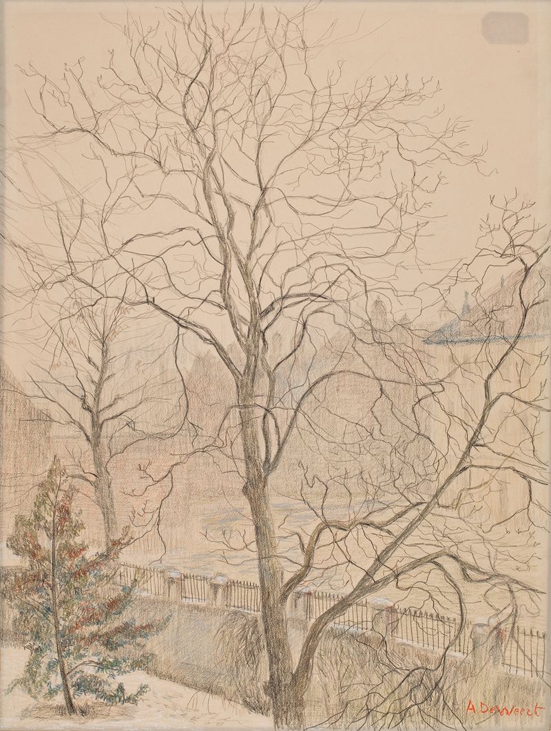 Still life of a walnut in fog by Anna De Weert, oil painting