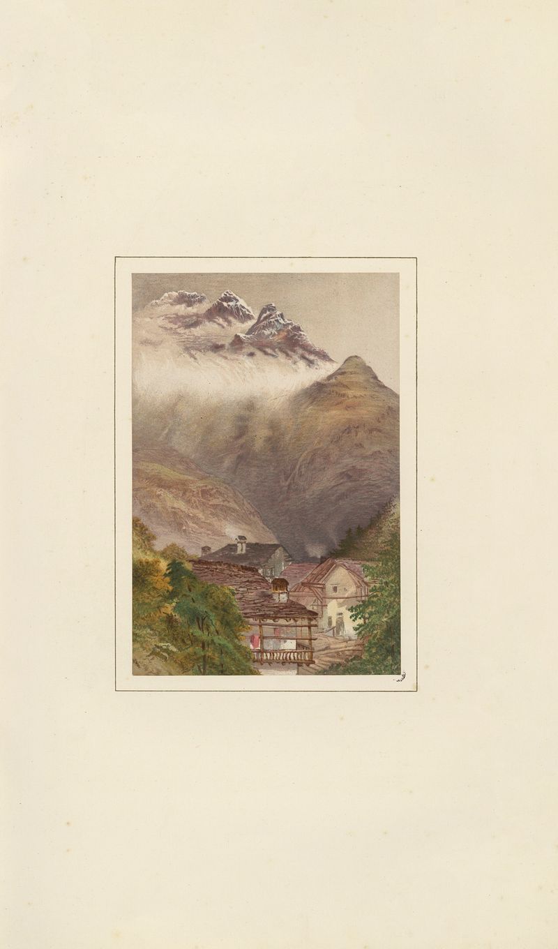 Pintura al óleo de Elijah Walton con un prado y nubes en espiral.