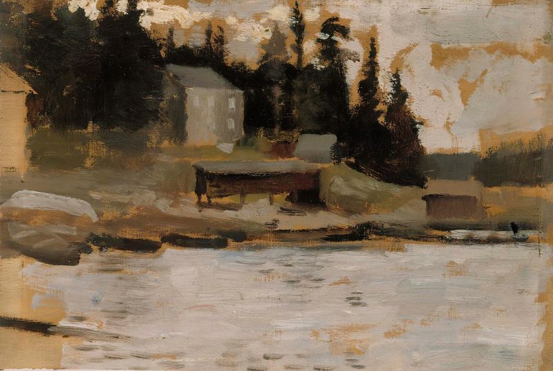 Landscape Sketch from Hamari de Albert Edelfelt, retratando árvores e luz filtrada.