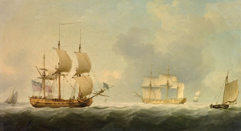 The Royal Caroline with an English Man-of-War in the Channel, Charles Brooking, unknown medium