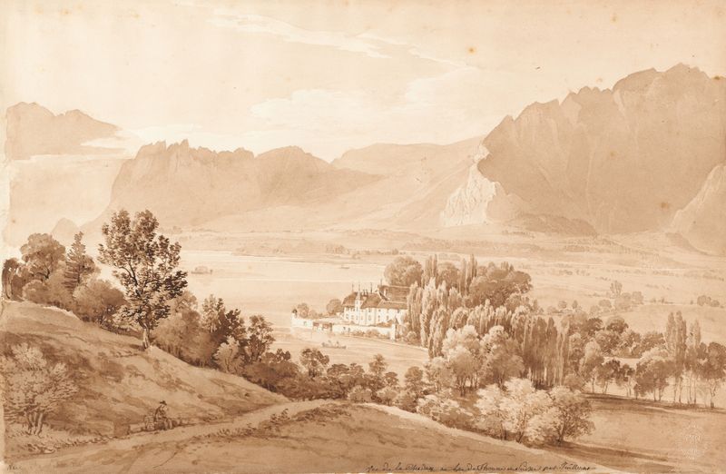 Landscape of Vue de la Chadou au Lac de Thoune by Jacques Henri Juillerat, oil painting
