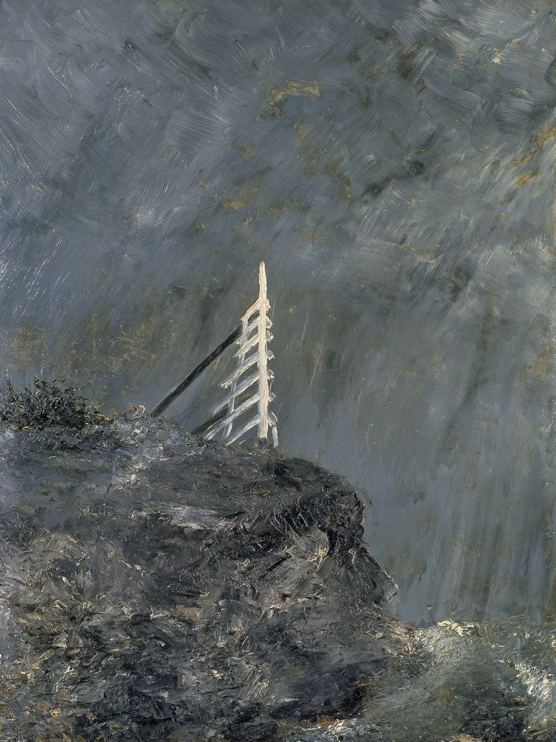 Pintura simbolista de August Strindberg retratando uma égua branca com luz etérea.