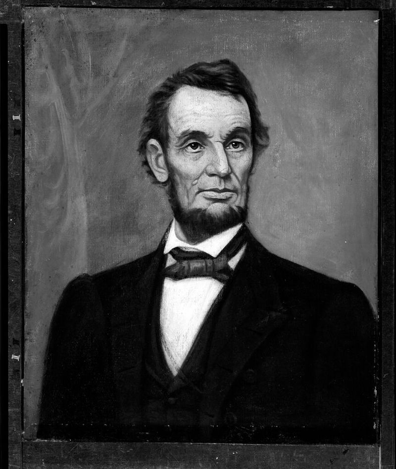 Retrato de Abraham Lincoln, óleo sobre tela, artista não identificado