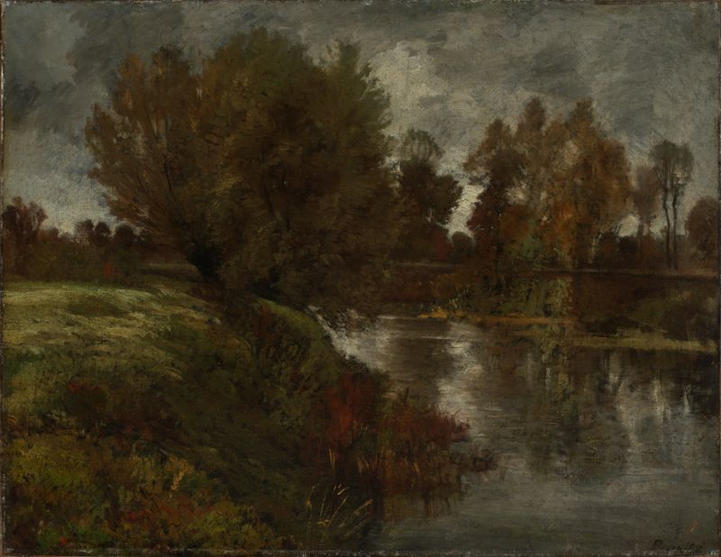 Impressionist landscape with a river and mist by Peter Burnitz