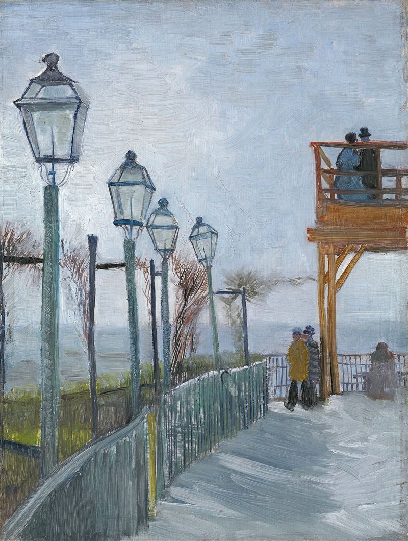 Terraço e Deck de Observação no Moulin de Blute-Fin, óleo sobre tela de Vincent van Gogh