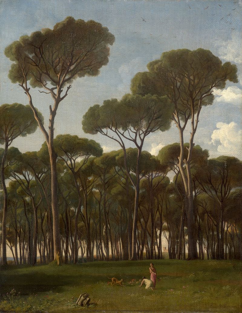 Landscape of Maritime pines at the villa Pamphilj by Jean-Paul Flandrin, oil painting