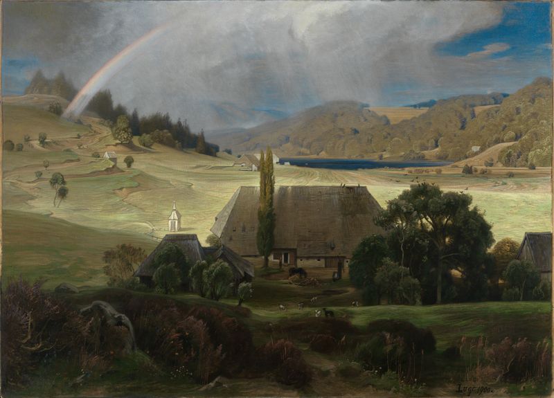 Erlenbruck am Titisee by Emil Lugo, oil on canvas depicting a tranquil lake surrounded by trees
