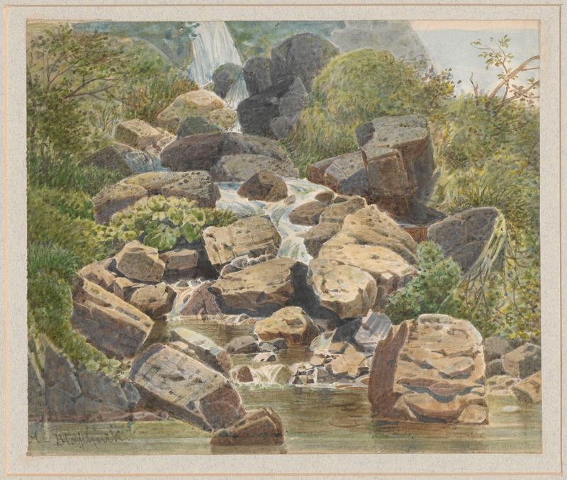 Oil painting of a waterfall in Tuscany by Arthur Blaschnik