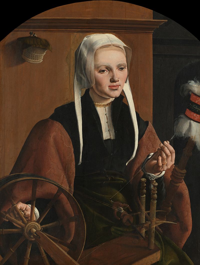 Interior scene with a couple, oil on panel by Maarten van Heemskerck