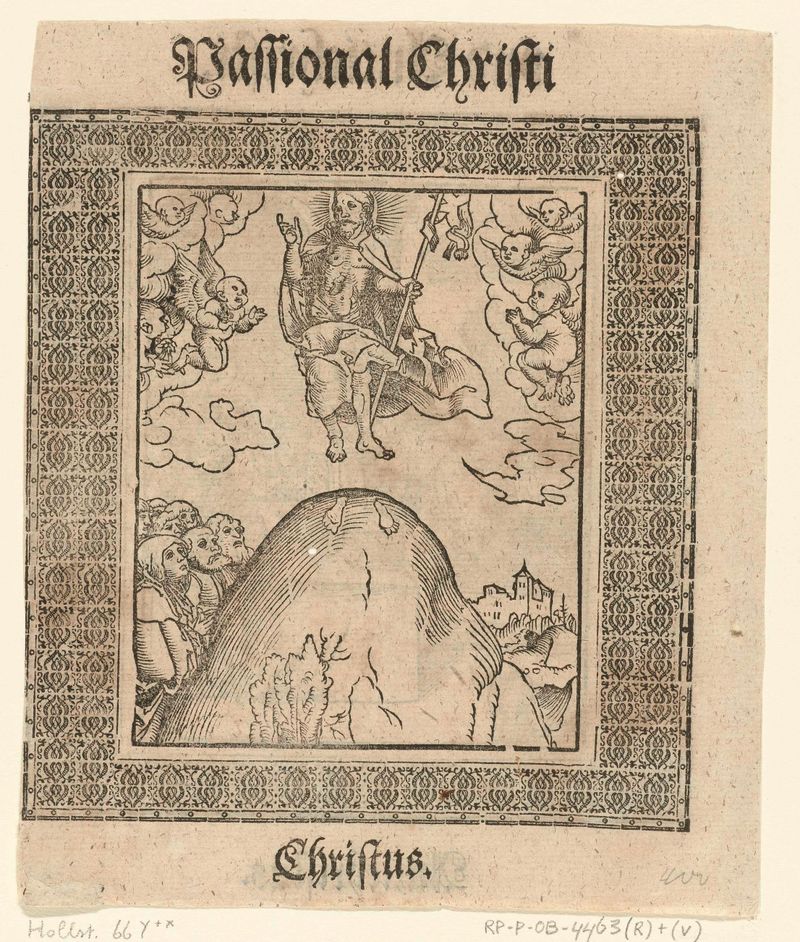 Religious scene depicting Christ's ascension, etching by Lucas Cranach