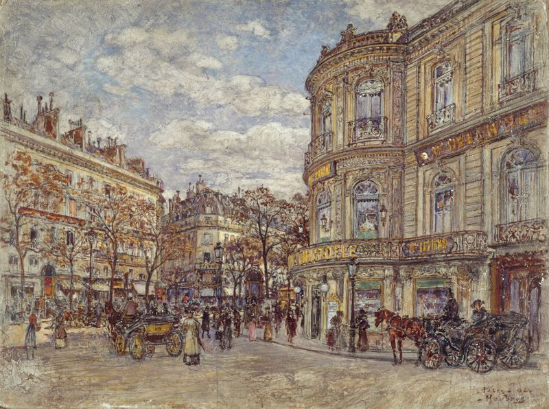 Le Pavillon de Hanovre, rue Louis-le-Grand by Frédéric Houbron, oil on canvas depicting an architectural scene.