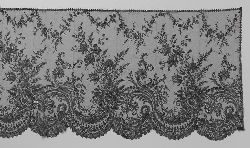Trabajo de encaje delicado de Unknown Artist, c. 1850-1860, que muestra patrones y texturas intrincadas.