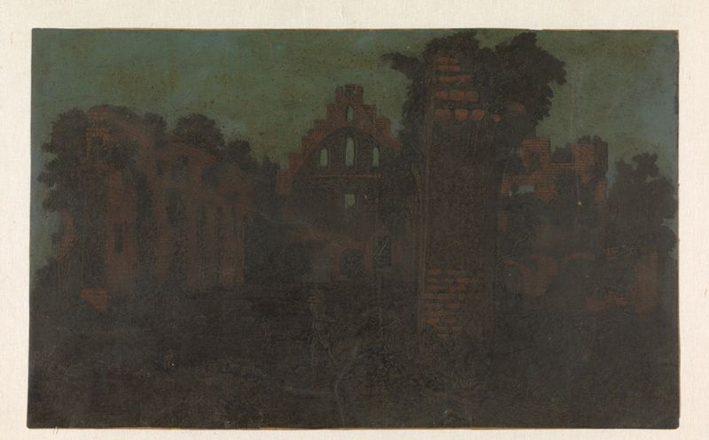 Ruínas da Abadia de Rijnsburg, gravura de Hercules Segers