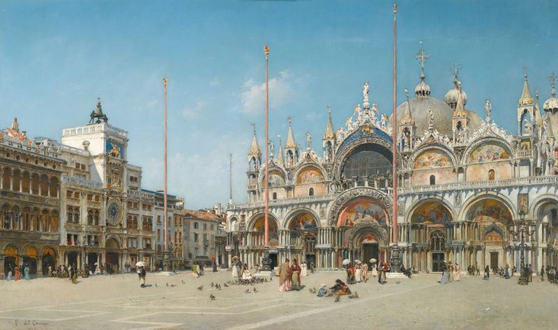 Saint Mark’s Square, Venice by Federico del Campo, oil on canvas