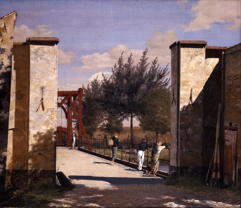 The North Gate of the Citadel, oil on canvas by Christen Købke, featuring a textured stone archway.