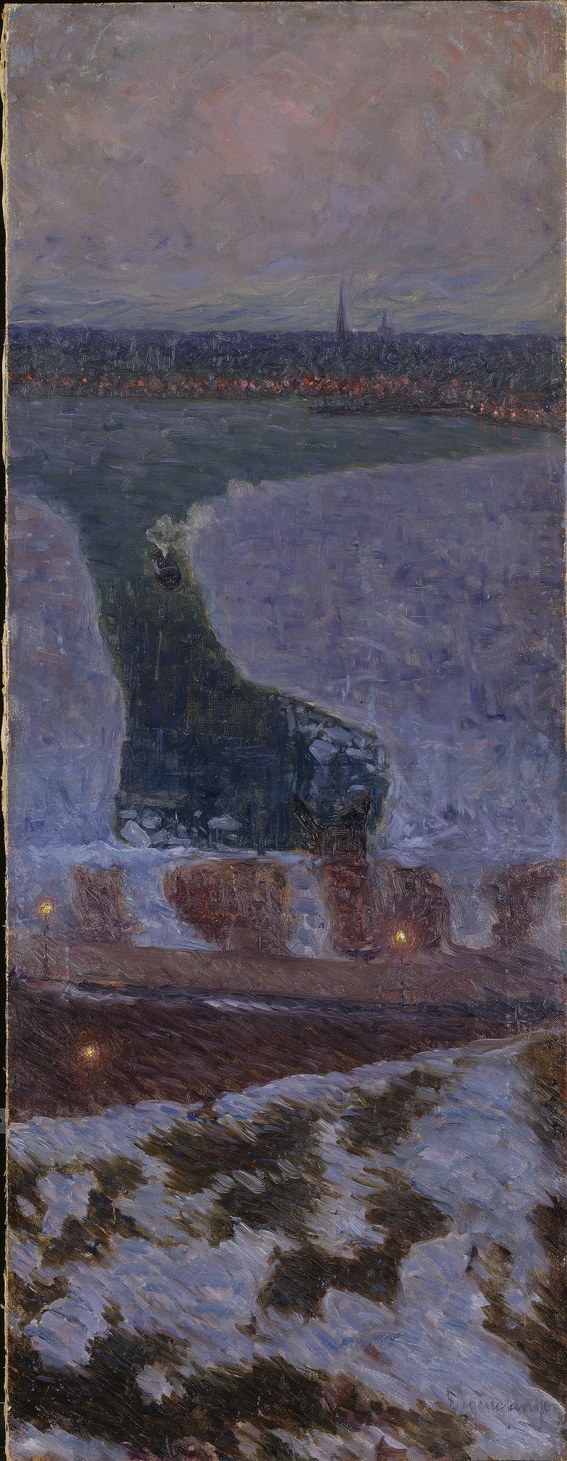 Riddarfjärden by Eugène Jansson, oil on canvas depicting twilight over water.