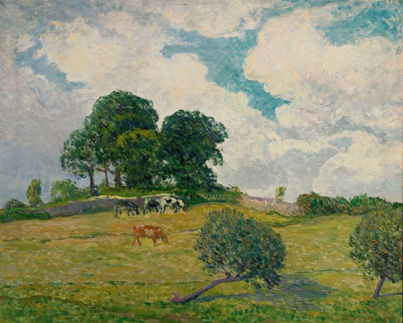 Les Nuages Blancs, óleo sobre tela de Maxime Maufra, representando nuvens sobre o oceano.