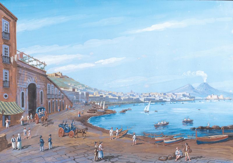 The Bay of Naples from Mergellina, oil on canvas by Neapolitan School
