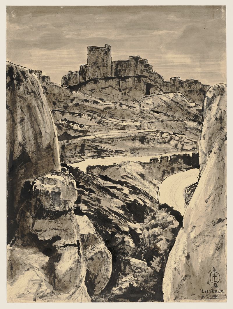 Landscape of Les Baux-de-Provence, oil on canvas by Hermann Lismann