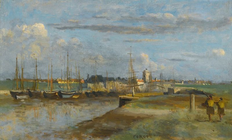Escena marina con horizonte y agua de Jean-Baptiste-Camille Corot, óleo