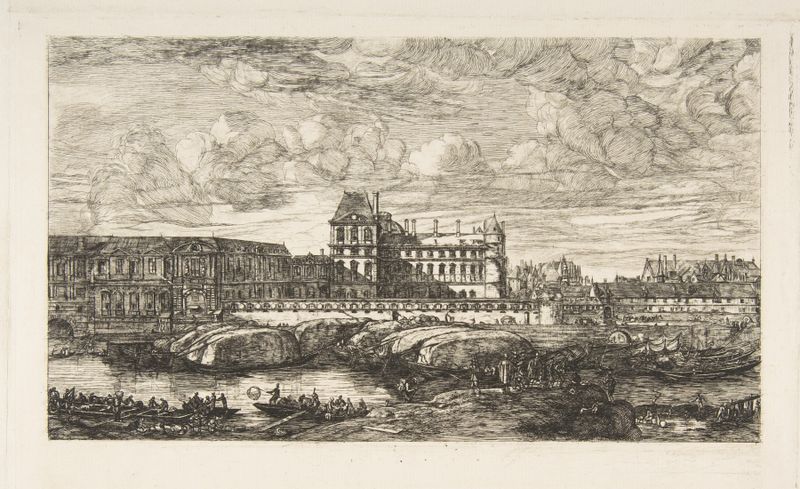 L’Ancien Louvre etching by Charles Meryon, depicting Paris architecture