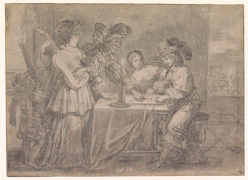 Cena de gênero com figuras em caos, papel de Abraham Bosse