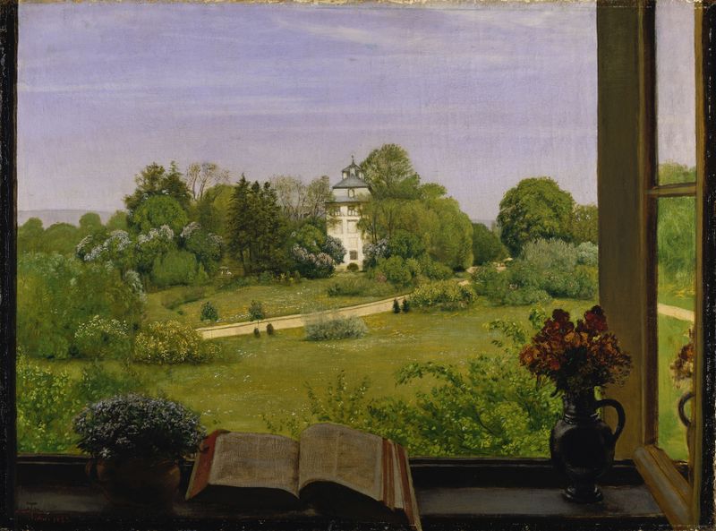Paisaje con árboles y juego de luz, pintura al óleo de Hans Thoma