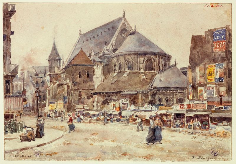 Architecture of Le chevet de l’église Saint-Nicolas des Champs by Marie-Désiré Bourgoin, oil on canvas