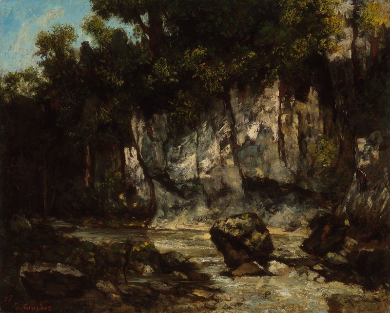 Landscape with stag, óleo de Gustave Courbet
