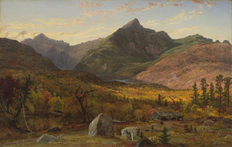 Paisagem de Mt. Jefferson por Jasper Francis Cropsey, óleo sobre tela