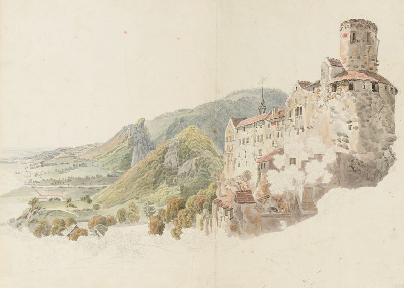 Landscape of chateau de Pechbourg, oil painting by Heinrich Rieter