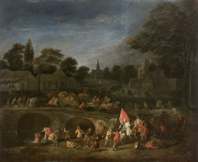La revanche des paysans by Jean-Antoine Watteau, Rococo oil painting depicting farmers in a genre scene.