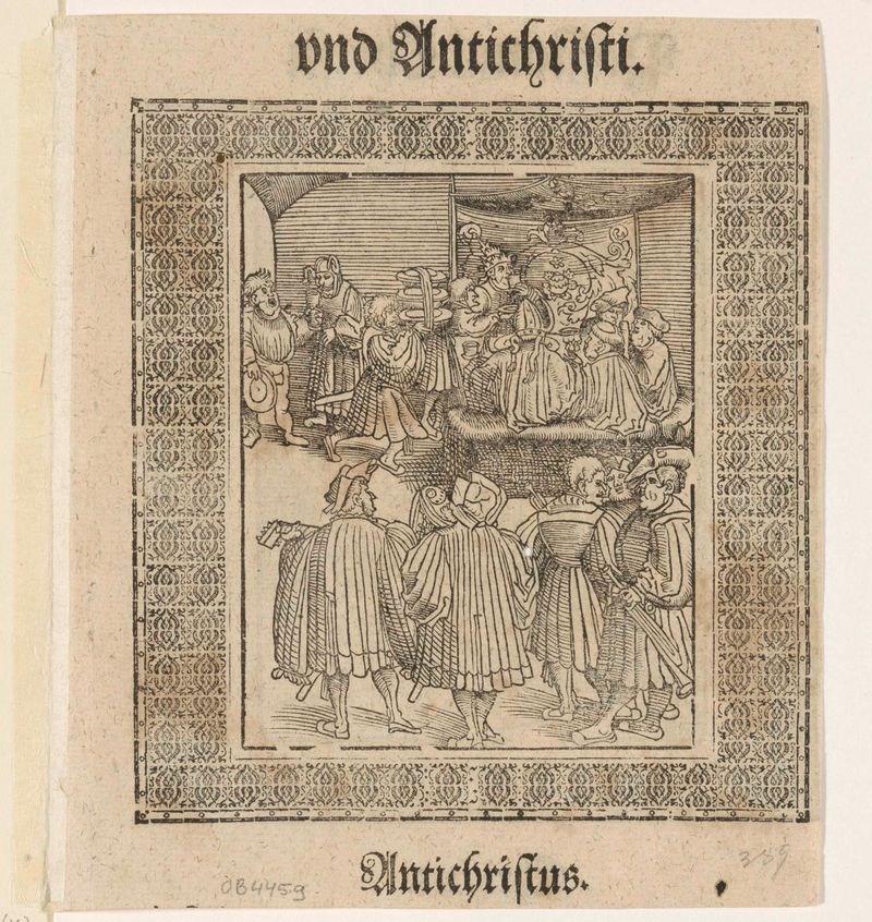 Cena de gênero de um banquete com figuras encapuzadas, papel de Lucas Cranach