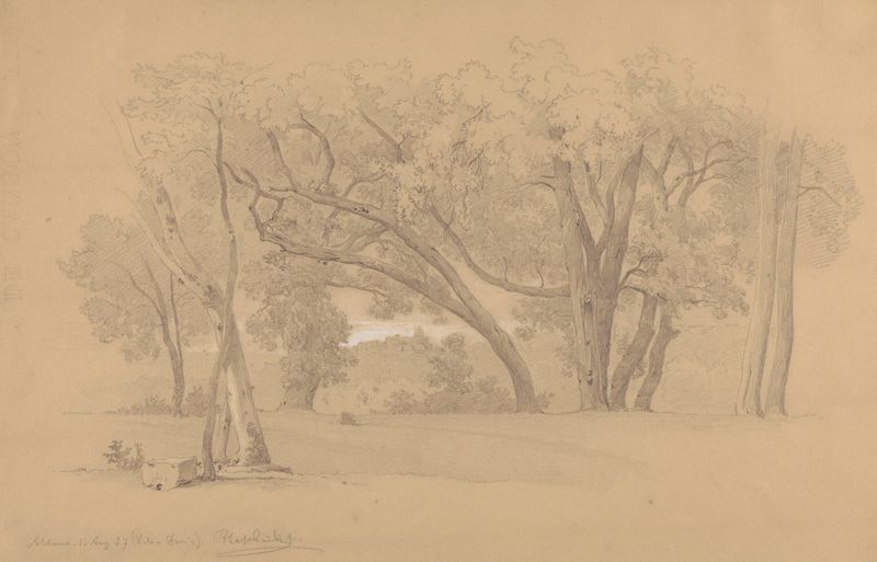Paisagem de um jardim com um caminho, pintura a óleo de Arthur Blaschnik