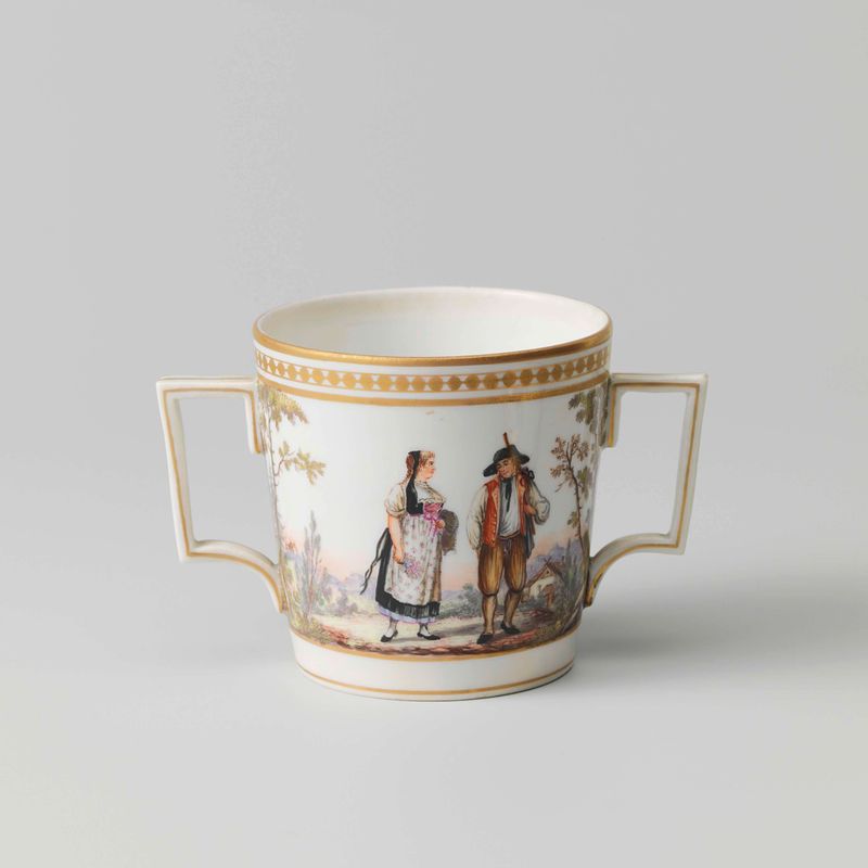 Copo com figuras em uma paisagem, Romanticismo, artista desconhecido