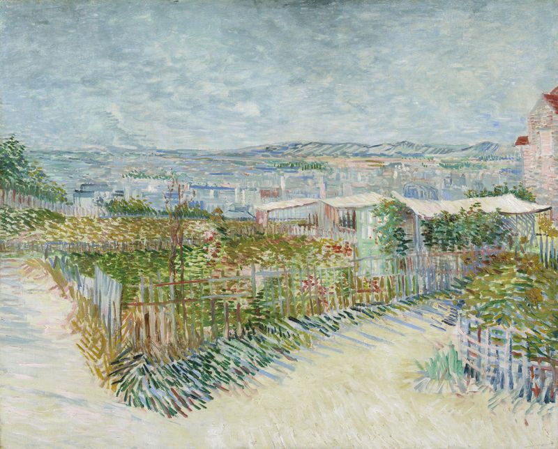 Montmartre; atrás do Moulin de la Galette, óleo sobre tela de Vincent van Gogh