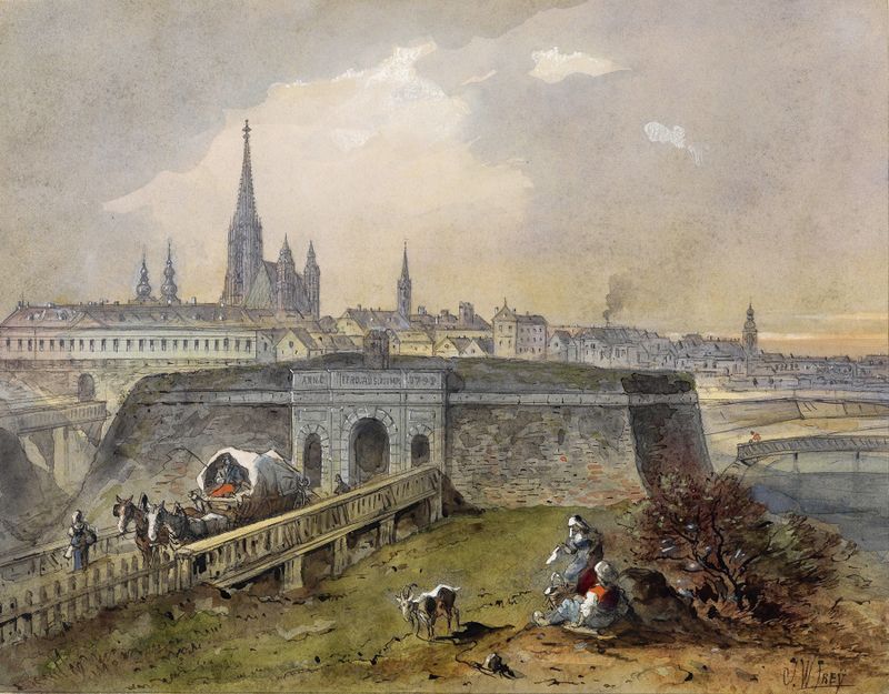 Wien 03 by Johann Wilhelm Frey, oil painting featuring delicate figures in pastel hues.