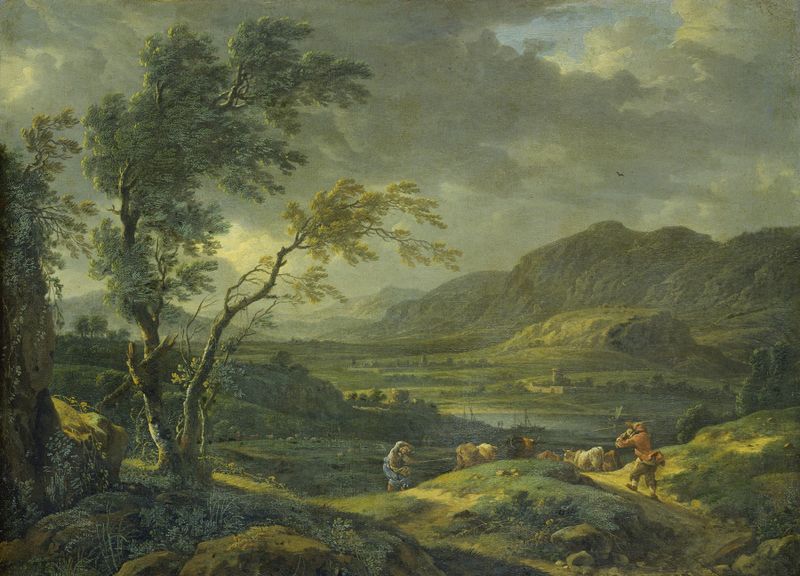 Landscape after a Thunderstorm by Johann Franz Ermels, depicting a serene landscape with dissipating storm clouds.