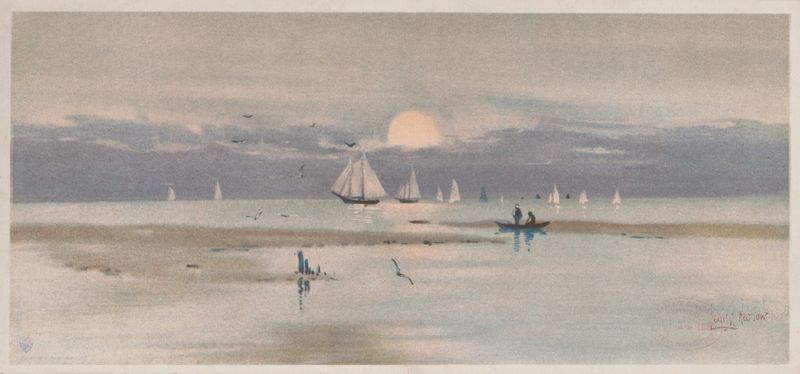 Marine scene depicting waves and melancholy in oil painting by Louis Kinney Harlow