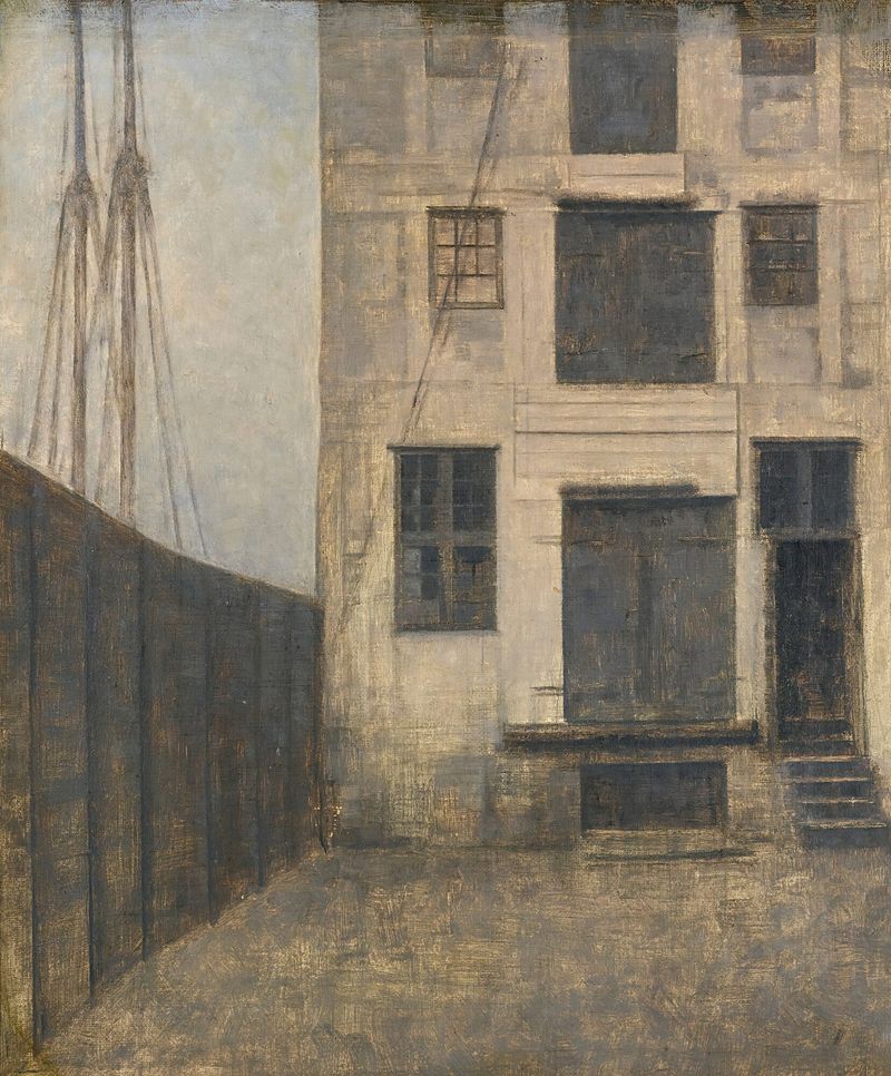 Interior scene with light and shadows, oil on canvas by Vilhelm Hammershøi