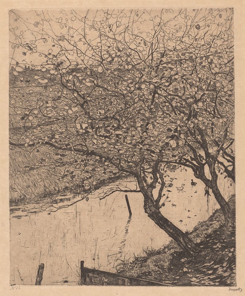 Macieiras ao lado de um ditch em óleo sobre tela de Pieter Dupont