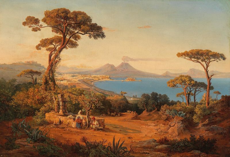 Paisagem de Nápoles com o Vesúvio, Romanticismo, Artista Desconhecido