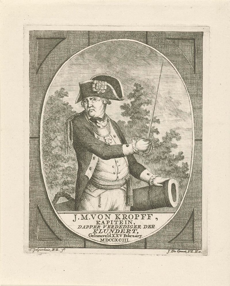 Portrait of Joachim Maurits von Kropff, engraving by Johannes Jelgerhuis