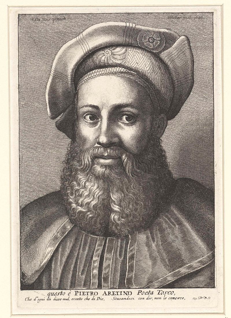 Retrato de Pietro Aretino, gravura de Wenceslaus Hollar