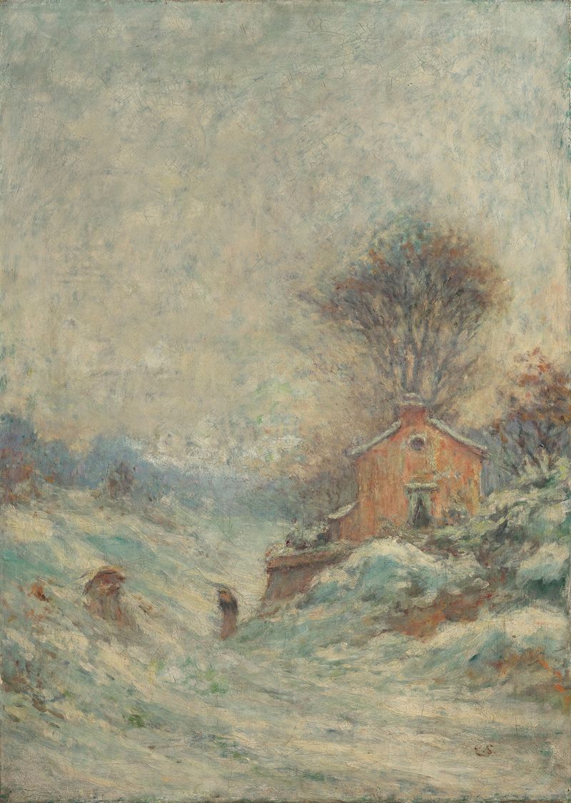 Winter landscape with snowflakes by Claude Emile Schuffenecker, oil painting