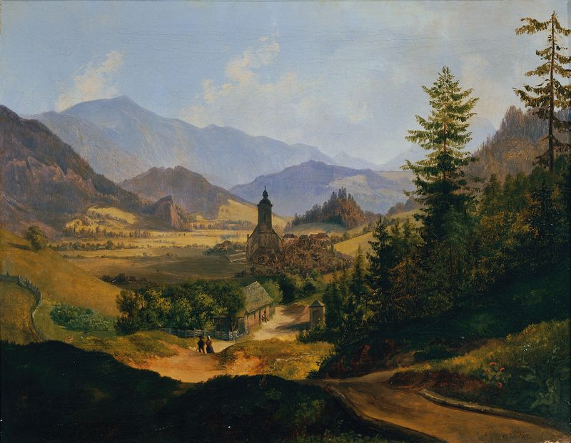Landscape of Der Josephsberg bei Mariazell by Anton Schiffer, oil painting
