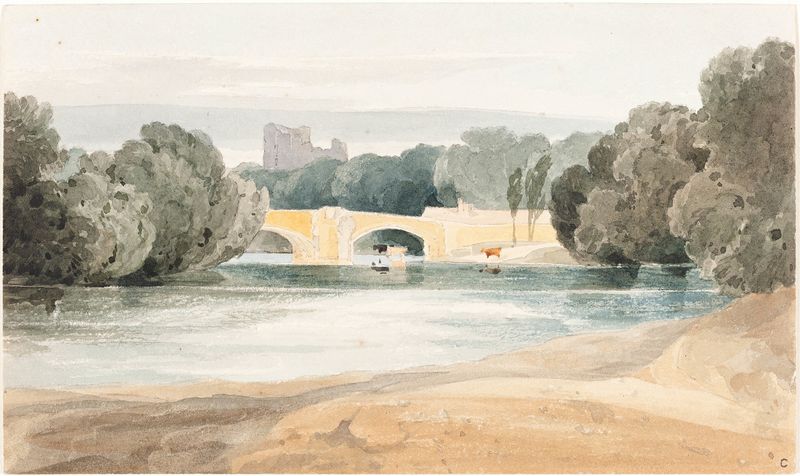 Bridge at Knaresborough by Rev. James Bulwer, oil painting depicting a serene landscape.