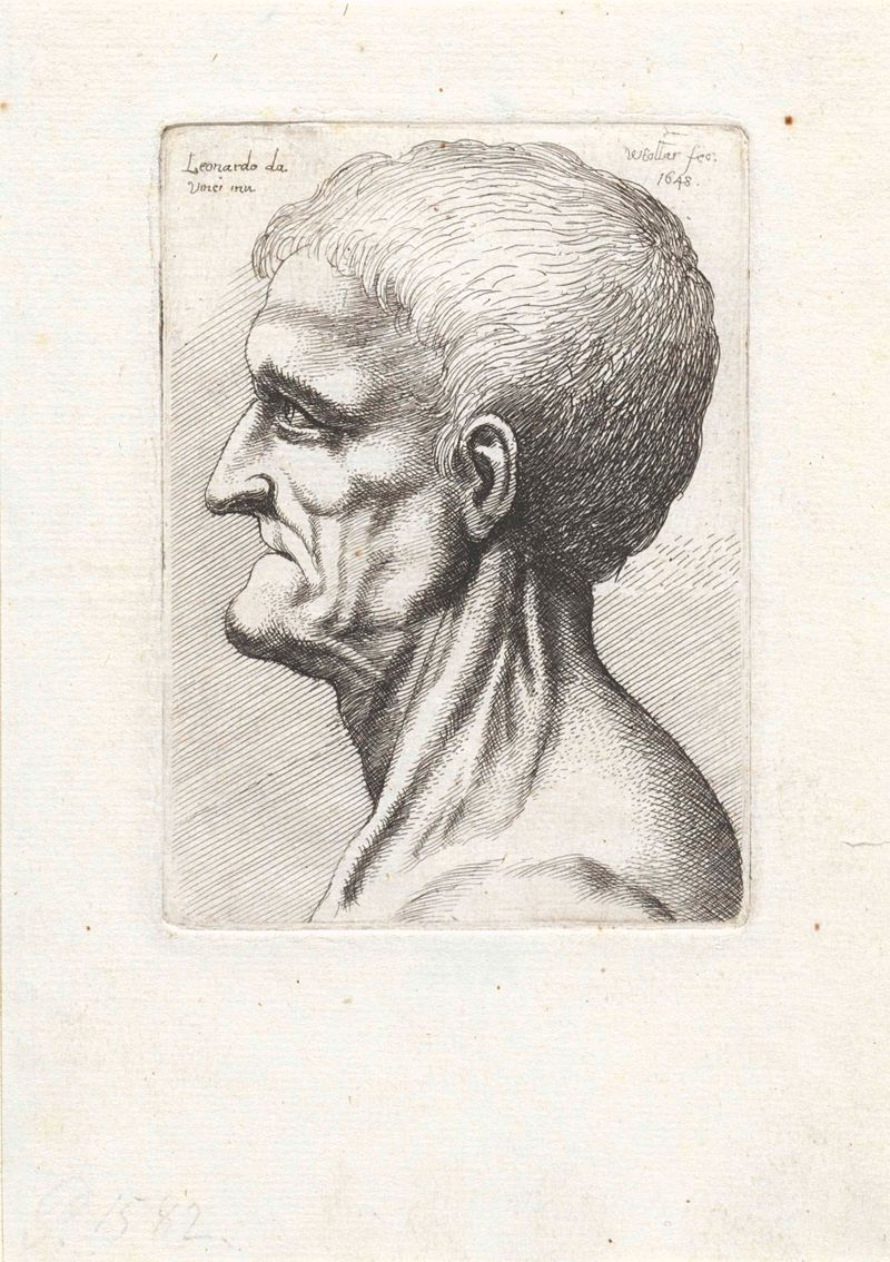 Perfil de um velho sem dentes, gravura de Wenceslaus Hollar