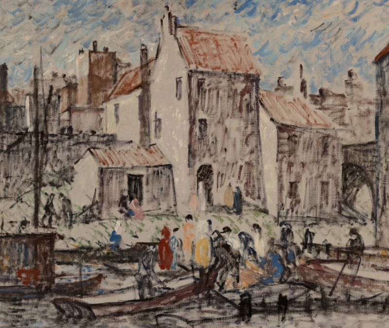 Boating Party by Robert Spencer, oil on canvas depicting figures enjoying a day on the water.