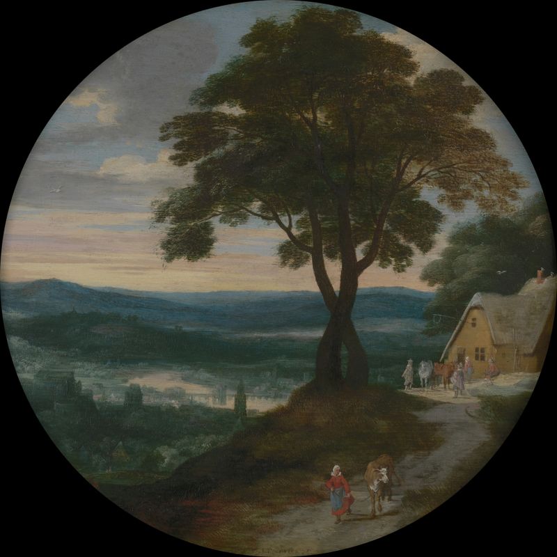Panoramic view of Avignon de Jacques Fouquier, pintura a óleo